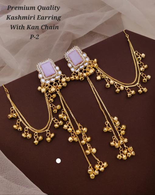 Premium quality kashmiri earring with kan chain P 2 Traditional jewellery shops in Pune
